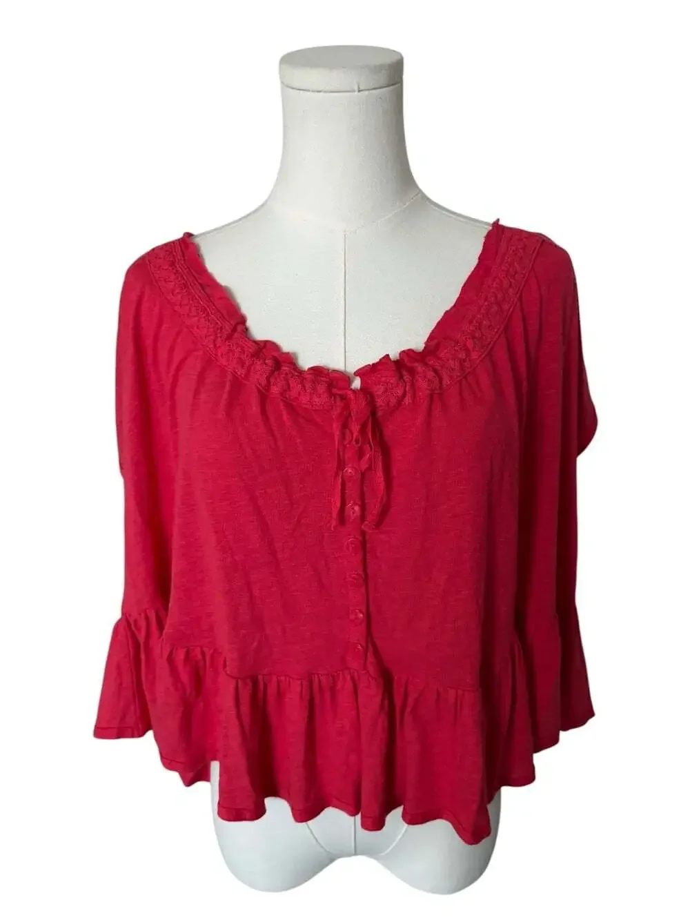 Free People Camelia Top Features Ruffled Trim